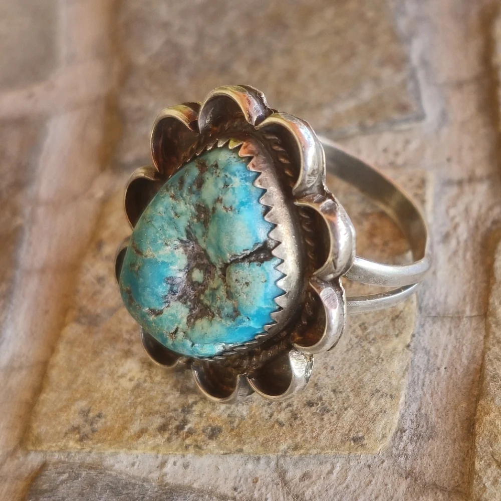 Sterling Silver Vintage TURQUOISE ring - Picture 1 of 17